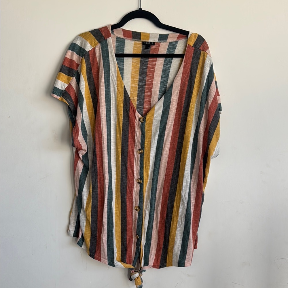 Torrid size 4 Striped Multicolor Women's Top-faux button down
